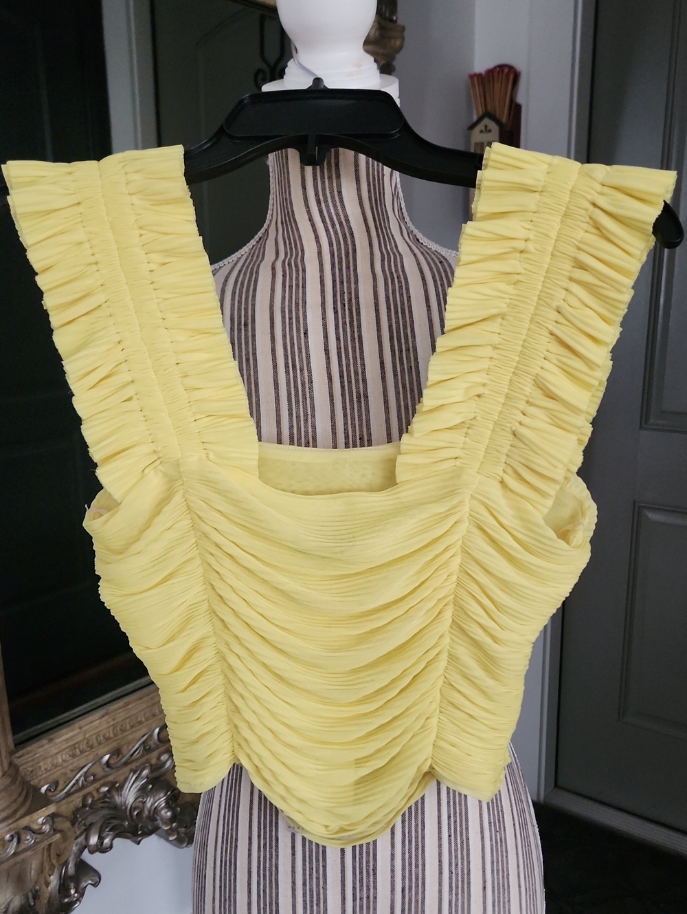 Endless Rose Yellow Ruffled Ruched Crop Tank Top - Picture 4 of 6